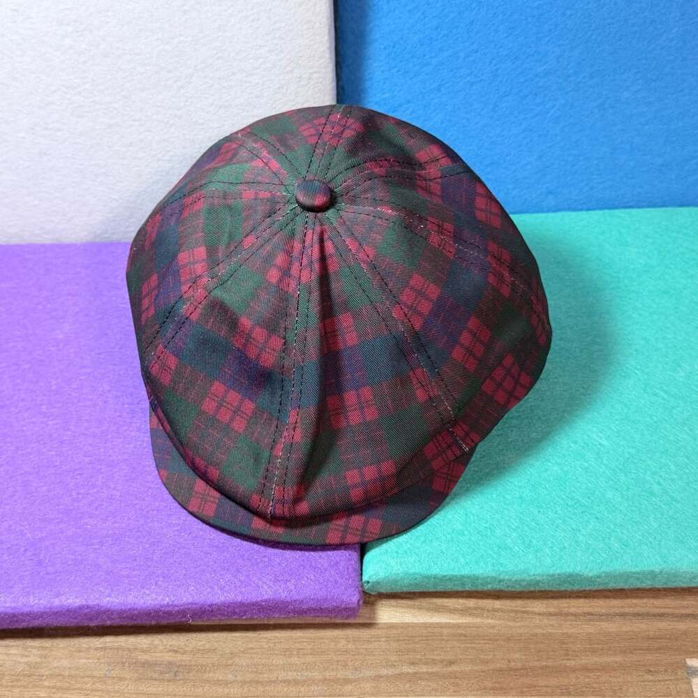 Newsboy Cap Red Green Tartan Plaid Flat Ivy Gatsby Hat
